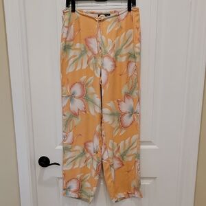 Tommy Bahama Floral Wide-Leg Pants 100% Silk Size 10